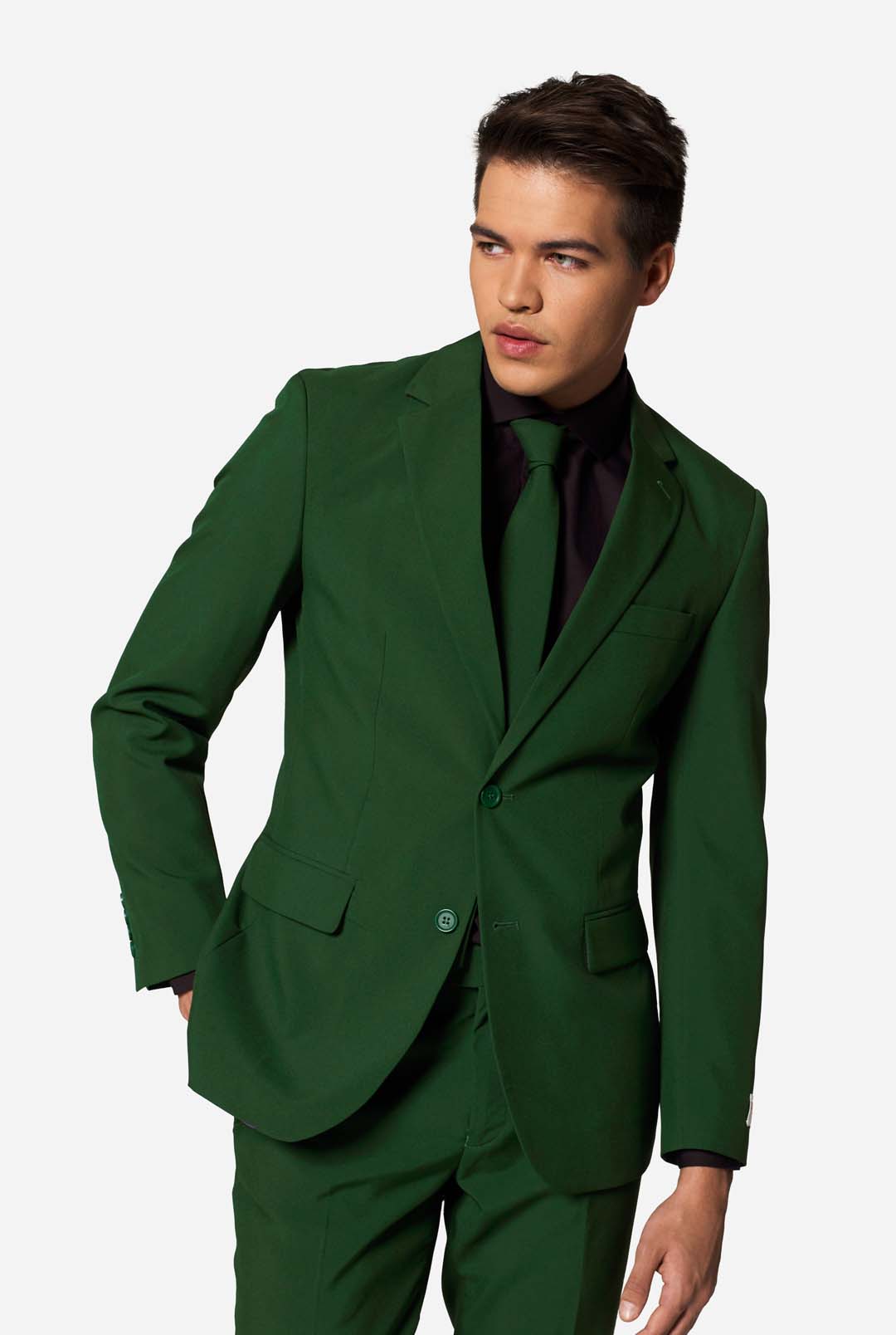 green dress man OppoSuits Men's Glorious Solid Color Suit, Size: 36 mermaid party dress best man Gold Dress with Emerald Color:Sunshine Check