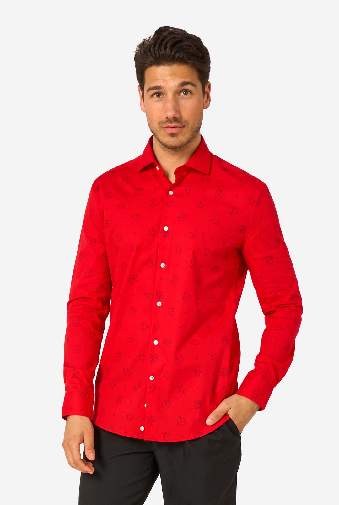 mens christmas dress shirts button down Icons Red Men's Shirt City Triangles Women's A-line Size:Medium (12) Knee-high Boot Meticulous details