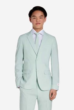 Teen wearing mint green teen boys suit.