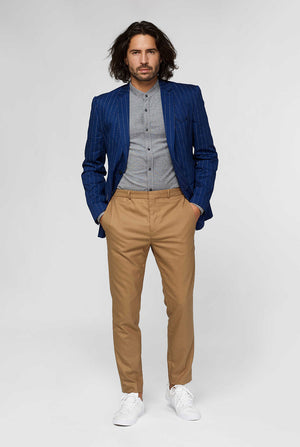 Navy blue captain style pinstripe casual blazer