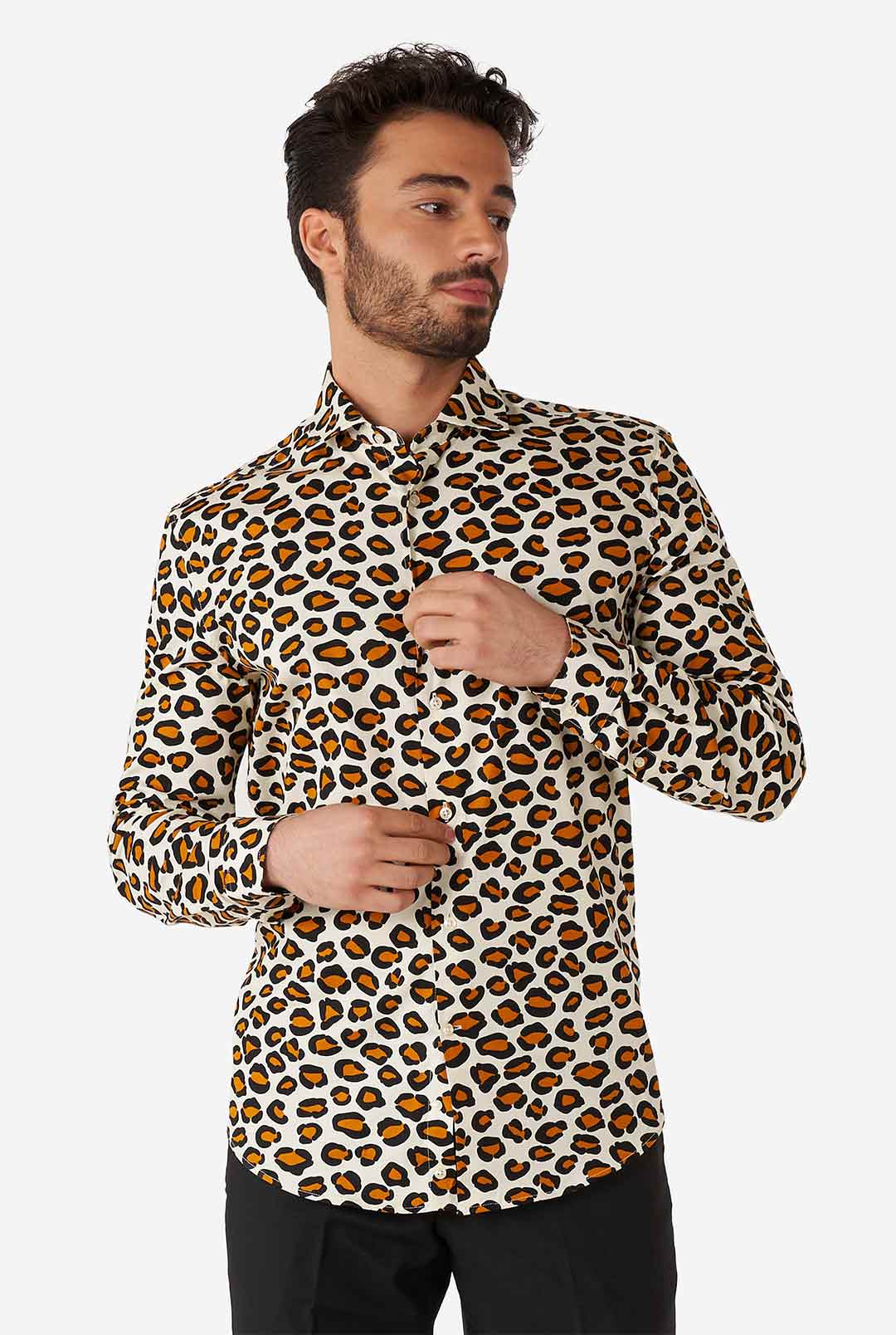 Shirt Casual Mens Animal Print Dress Shirts Clothing Cheetah Print