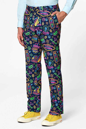 Retro Las Vegas Themed Poker men's suit Mr. Vegas worn by man close up looking to the right