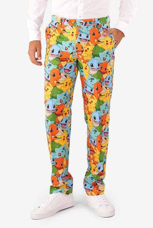 Man wearing suit with Pokémon, Pikachu print