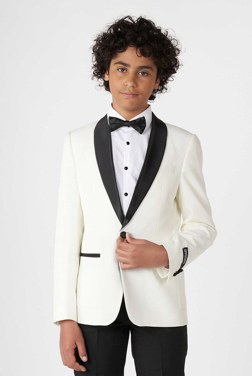 Pearly White Tuxedo Teen boys Prom Tuxedo OppoSuits