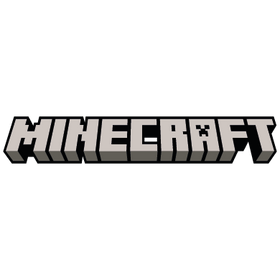 The official Minecraft logo in its signature blocky 3D pixel font, shown in gray and black on a solid white background.
