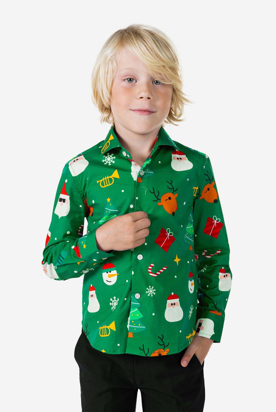 Festivity Green | Kids Green Christmas Shirt