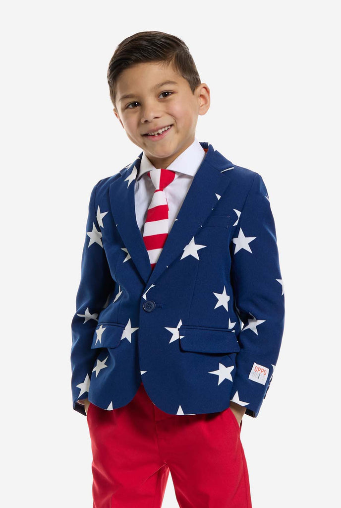 American Flag suit for boys worn by boy