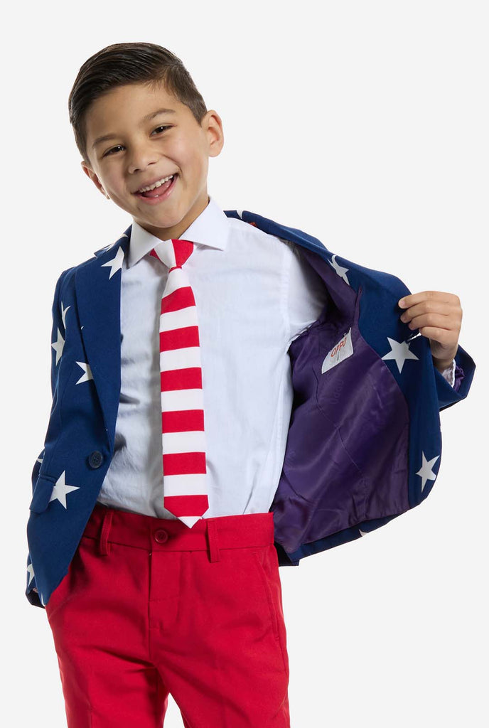 American Flag suit for boys worn by boy