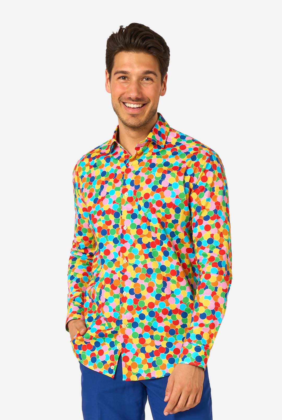 OppoSuits Men's Confetteroni Long Sleeve Shirt, X-Small, Cotton