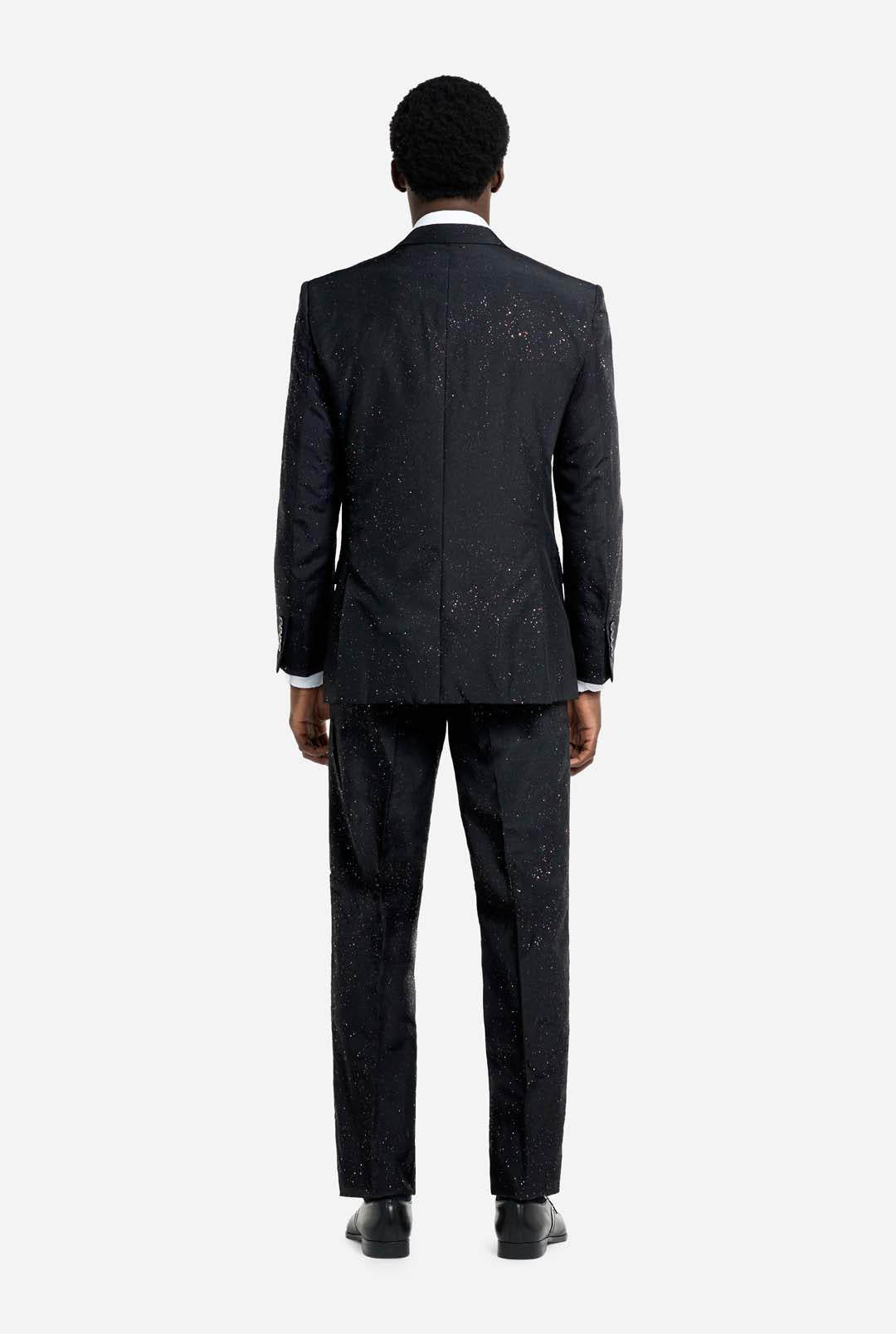 OppoSuits Men's Glitzy Glitter 2 Piece Suit + Tie, Black, 48 Regular OppoSuits Men's Glitzy Glitter 2 Piece Suit + Tie, Black, 48 Regular