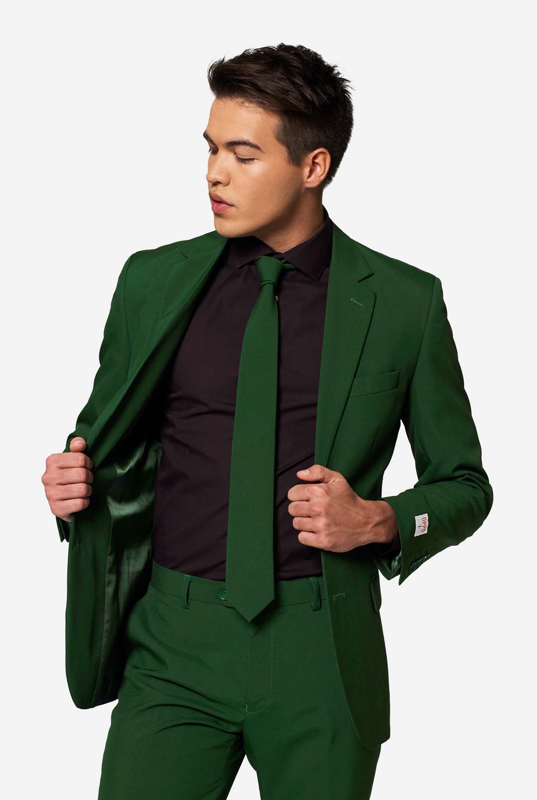 black suit with green dress OppoSuits Men's Glorious Solid Color Suit, Size: 36 DARK-ROMANCE Alexandrea Colorblock Maxi Dress contact Award Color:Custom Color (Choose from Full Palette)