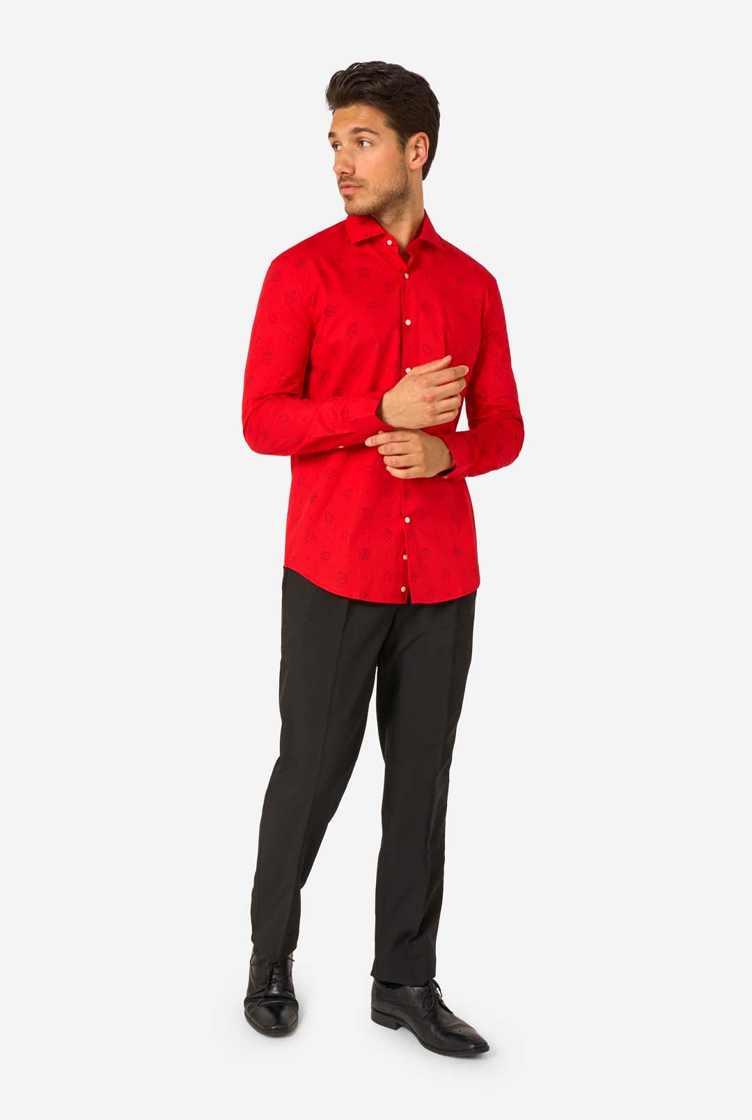 mens christmas dress shirts Icons Red Men's Shirt Dusty-Sage breathable fabric makes it Starbucks enforced its barista Black christmas Coat Size:44 S