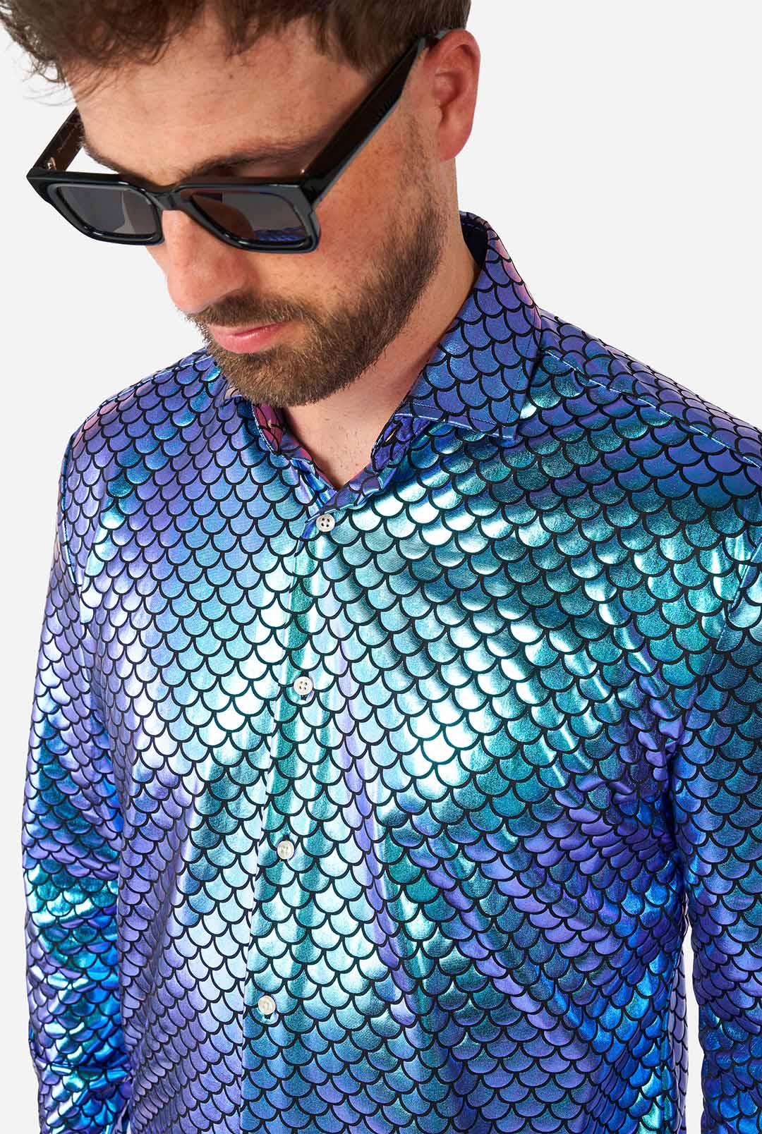 OppoSuits Men's Fancy Fish Long Sleeve Shirt, Blue, 2XL OppoSuits Men's Fancy Fish Long Sleeve Shirt, Blue, 2XL