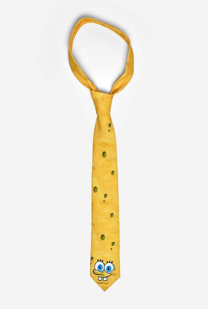 Yellow tie with Spongbob face print