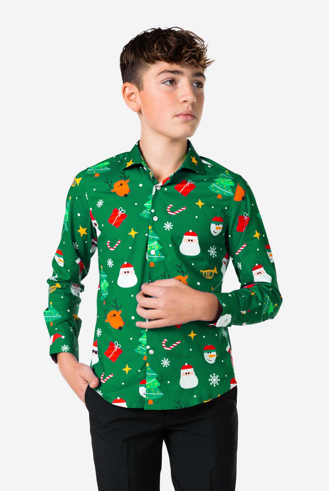 Festivity Green | Teen Christmas Shirt | OppoSuits US 14Y Festivity Green | Teen Christmas Shirt | OppoSuits US 14Y