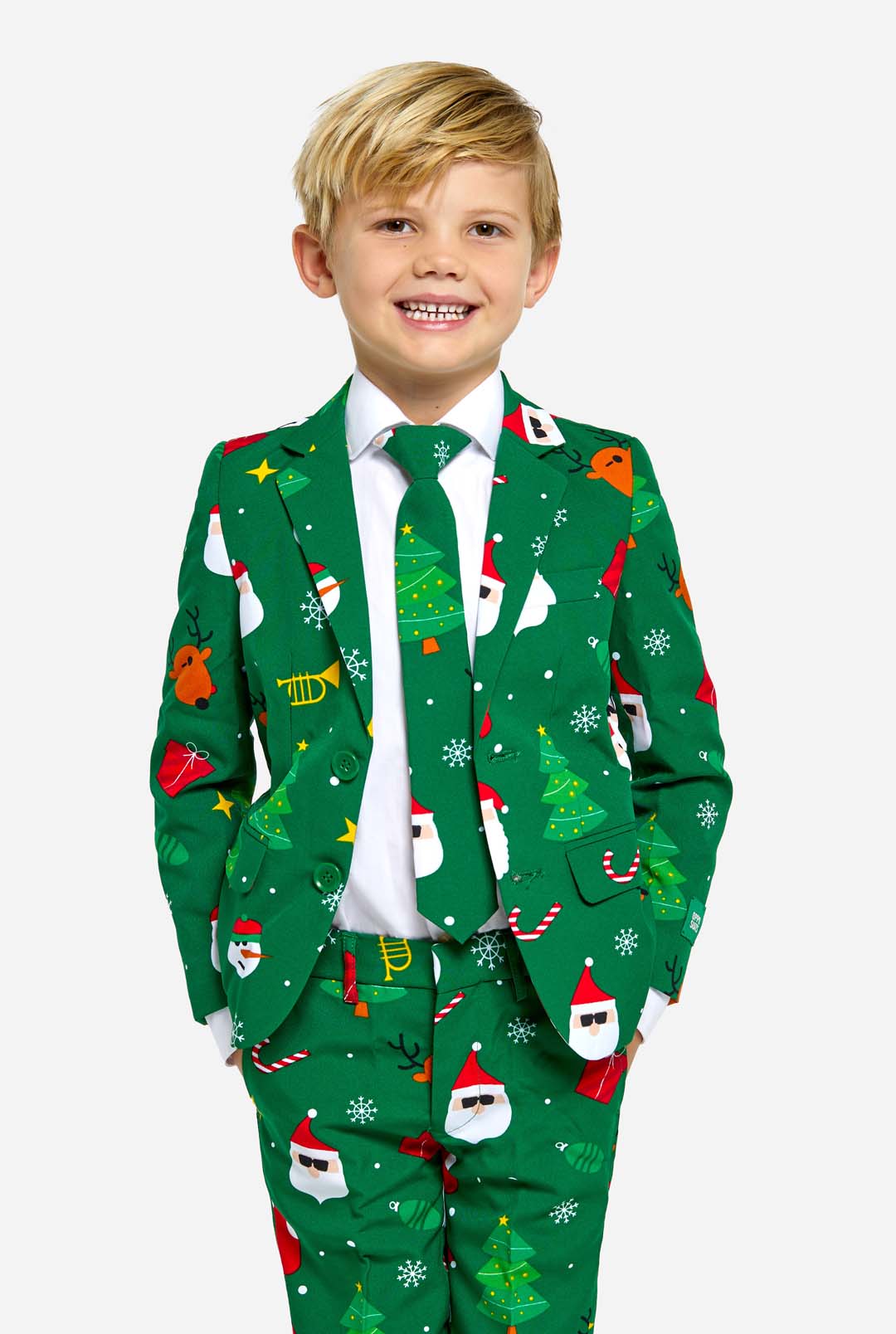 Opposuits Boys' pak Festivity Kerst Groen