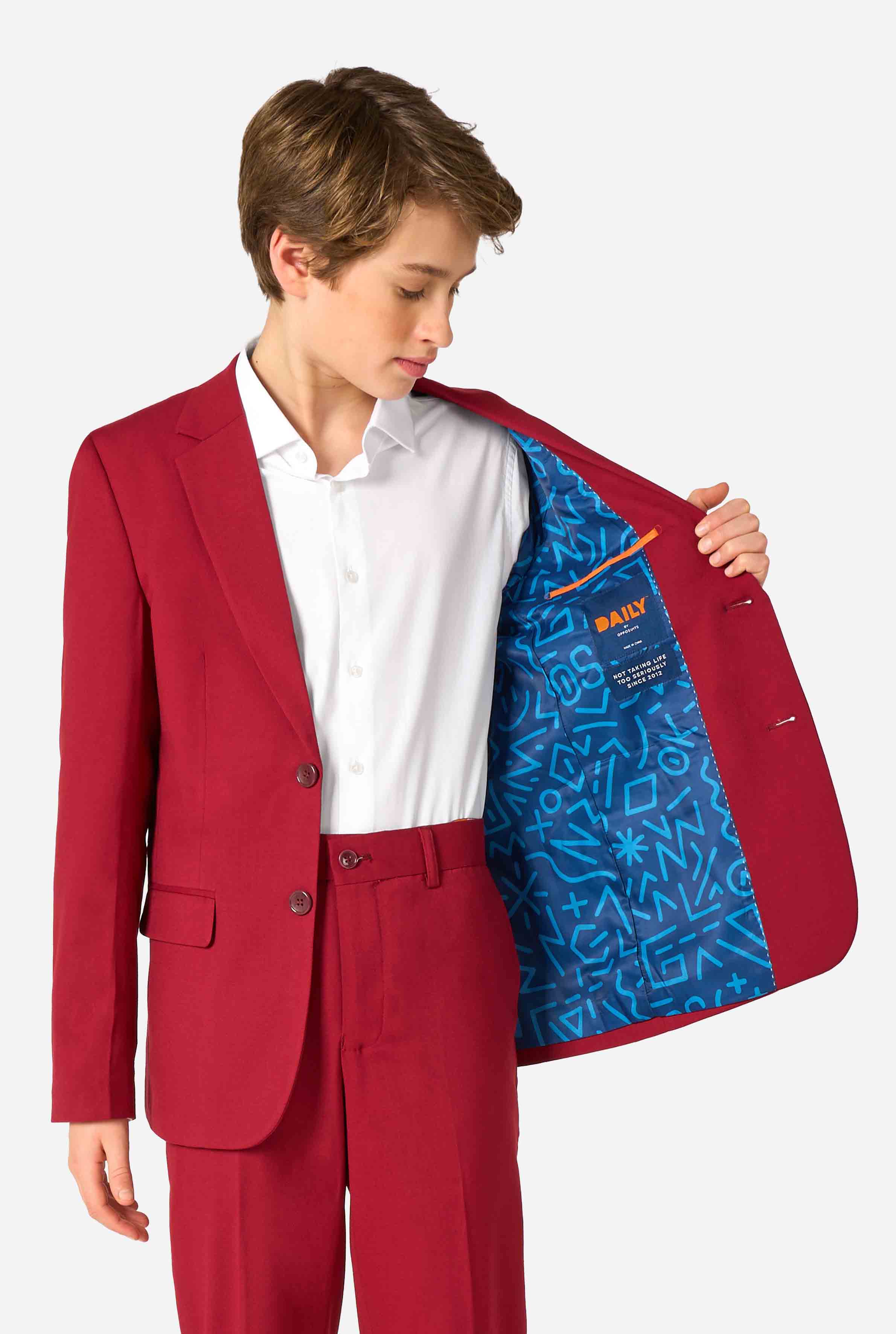 OppoSuits Teen Boys Daily Bright Burgundy, Blue, Medium