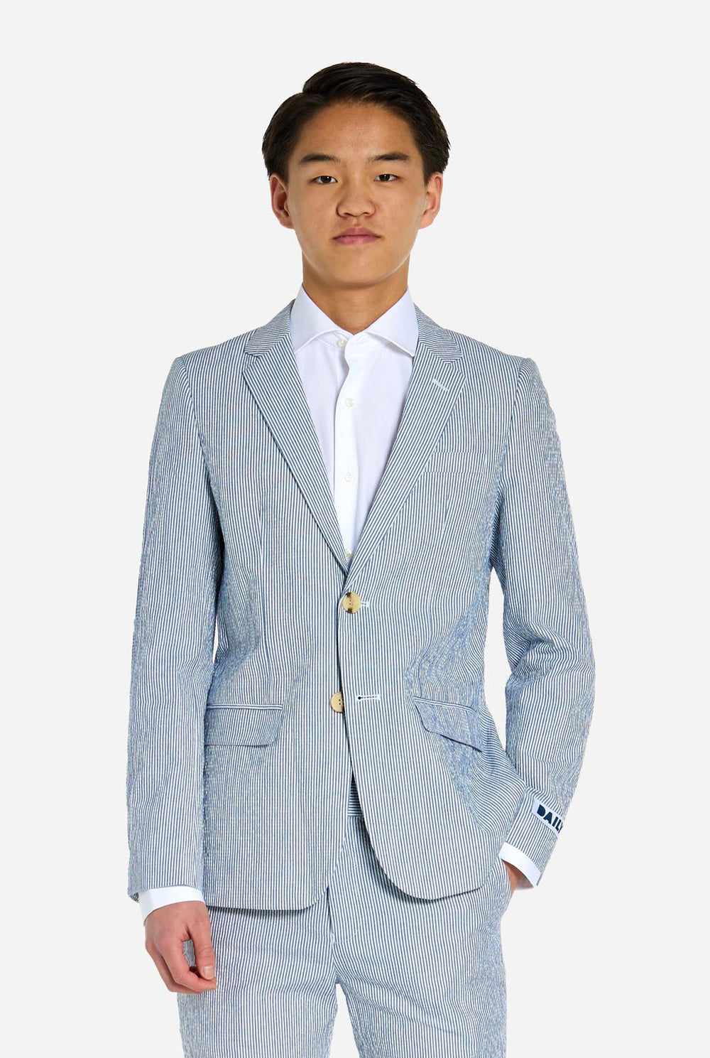 Teen wearing Casual suit with Seer Sucker design