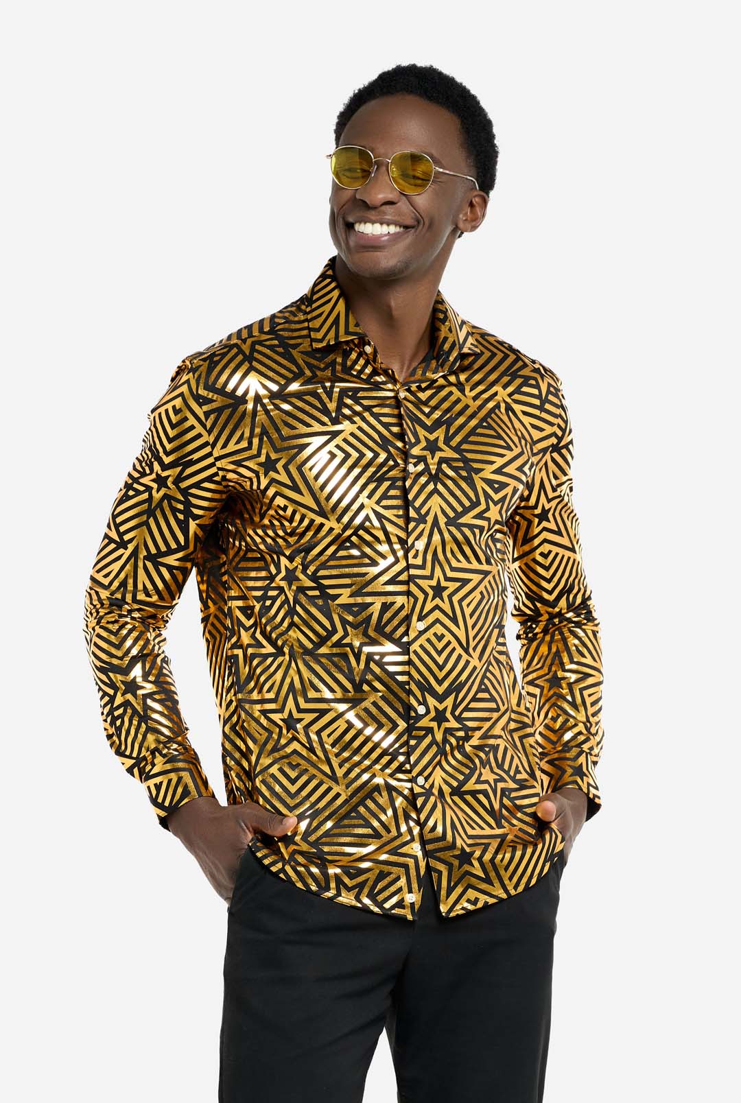 Golden Geo Star Golden Men's Shirt OppoSuits