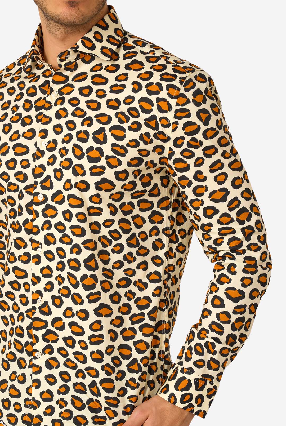 leopard dress shirt OppoSuits Men's The Jag Long Sleeve Shirt, Beige, Large, Cotton theme was angel in featuring a classic male 7/28清仓降价 Size:4 1/4