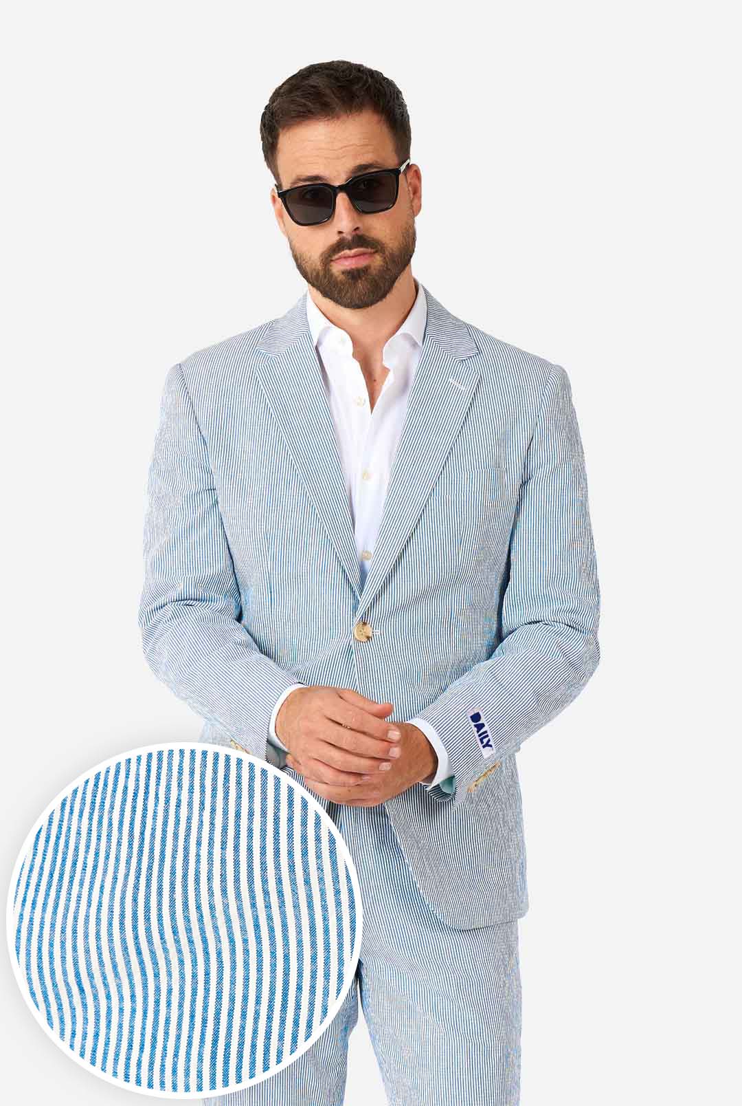 OppoSuits Men's Daily Seer Sucker 2 Piece Suit, Blue, 50 OppoSuits Men's Daily Seer Sucker 2 Piece Suit, Blue, 50