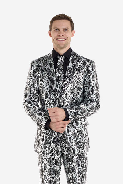 OppoSuits Men's Shiny Party Suit - Silver Snake