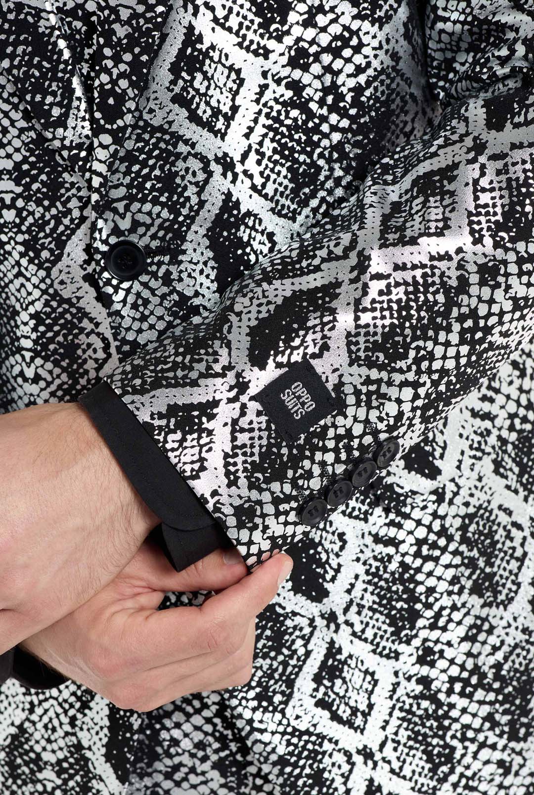 Sliver Snake Skin Pattern Silver Snake | Silver Snakeskin Men's Suit | OppoSuits