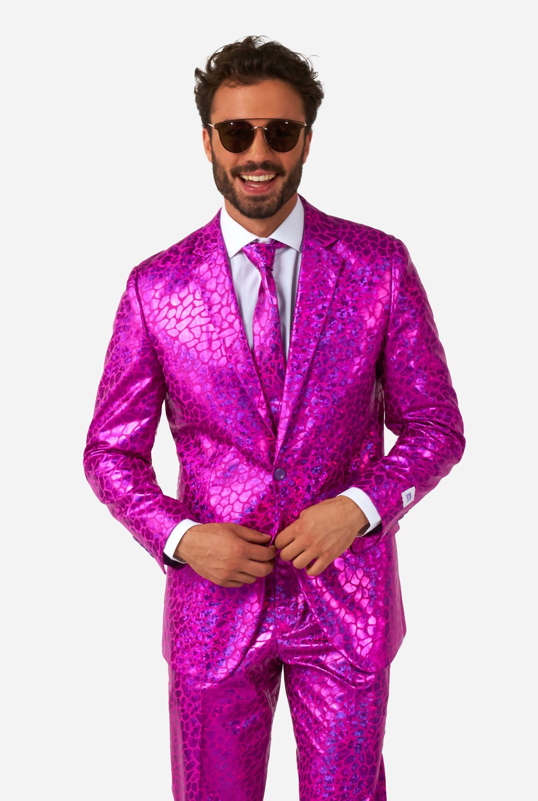 OppoSuits Men's Shiny Party Suit - Peppy Pink