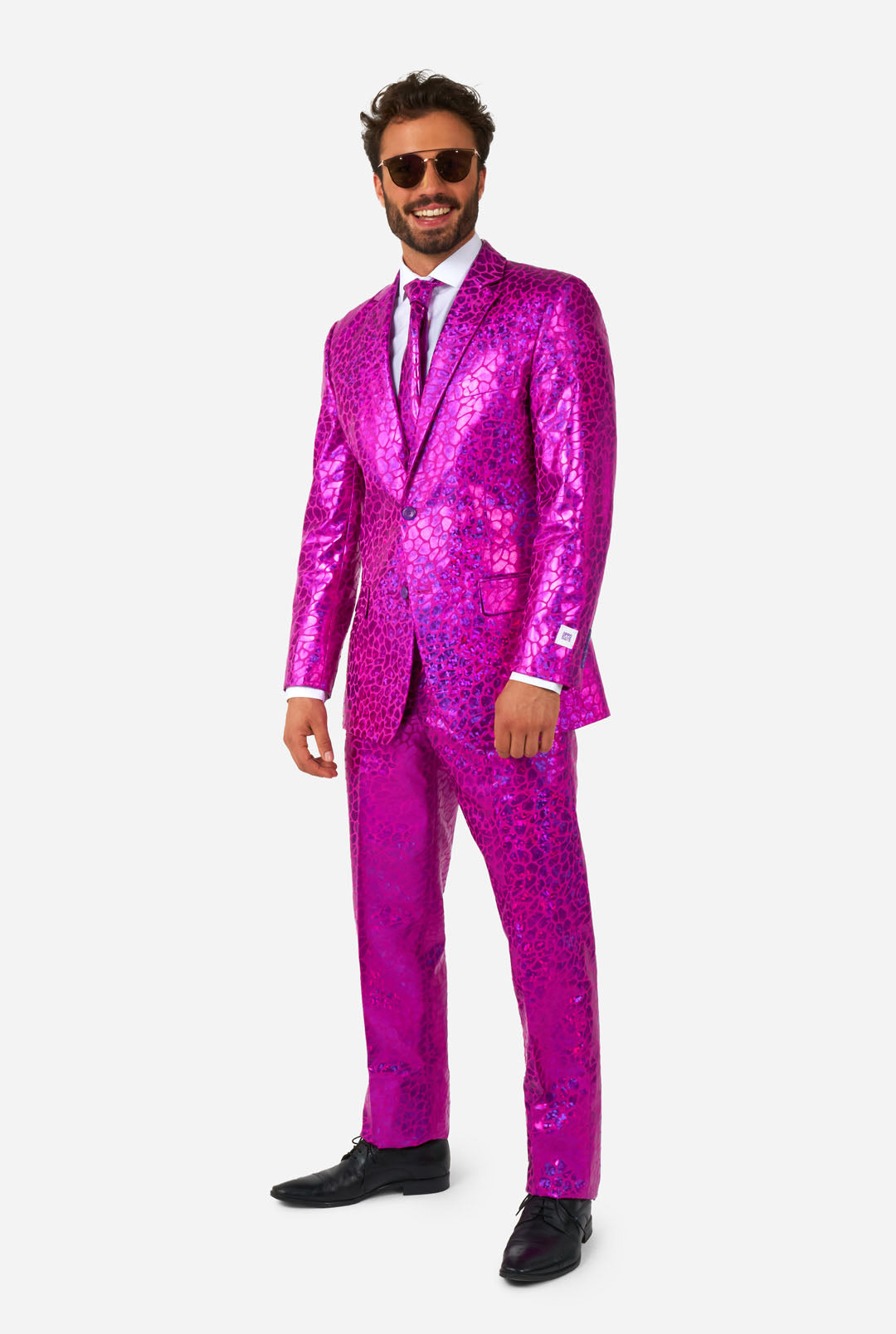 OppoSuits Men's Shiny Party Suit - Peppy Pink