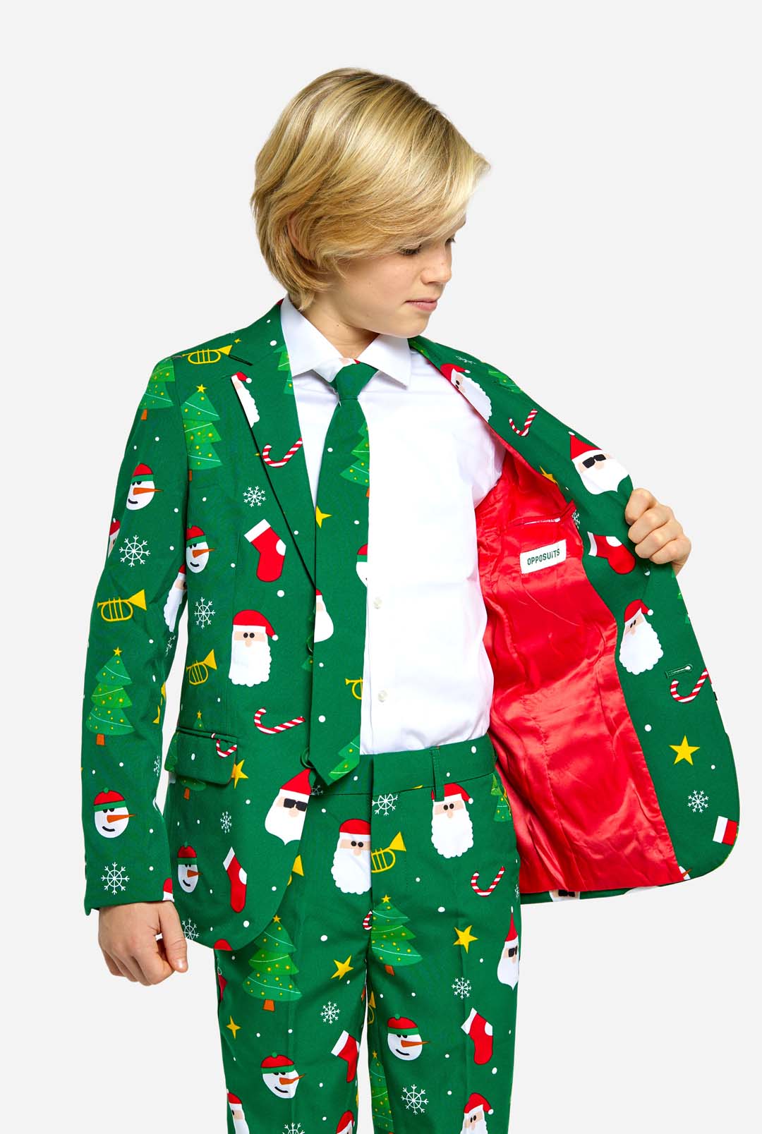 Festivity Green Teen Boys Christmas Suit OppoSuits