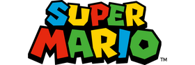 Rectangular Super Mario Logo written in colorful letters
