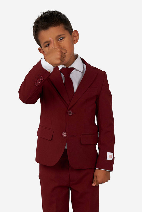 Boys 2 Button Wool Blend Suit in Burgundy main image 1