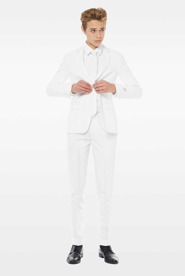Teen wearing white suit