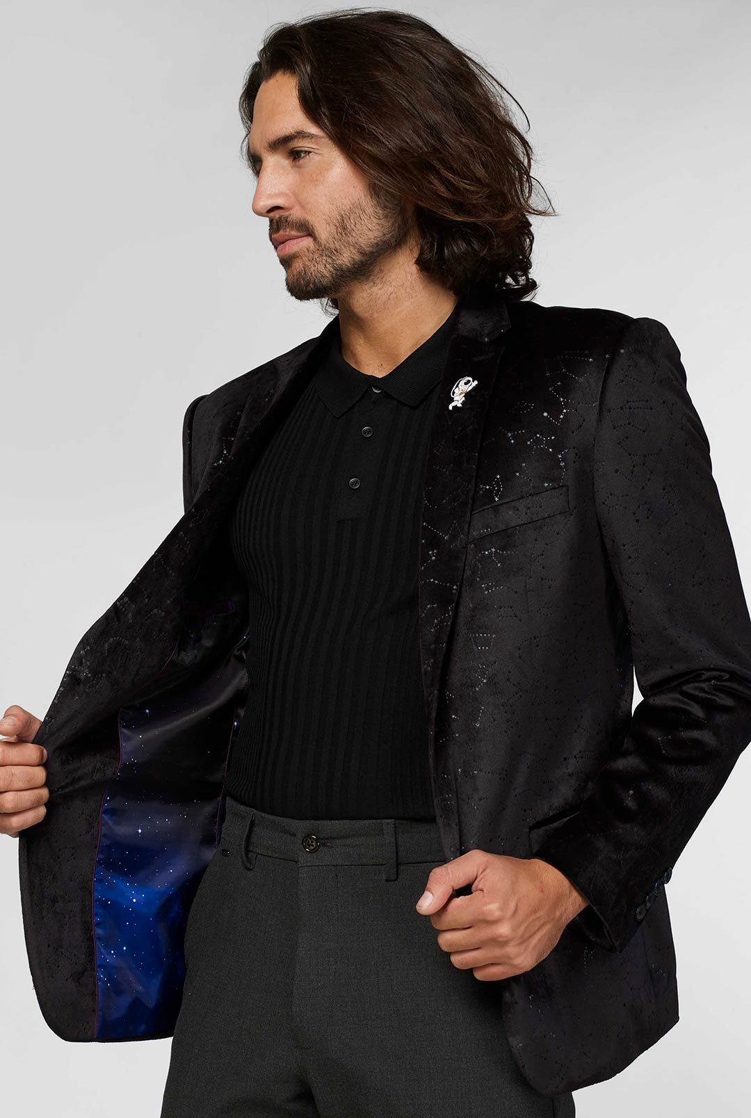 black mens dress jacket Constellations Men's Blazer Color:TAUPE PJ PAUL JONES Mens Cc:Tranquility this black suit jacket