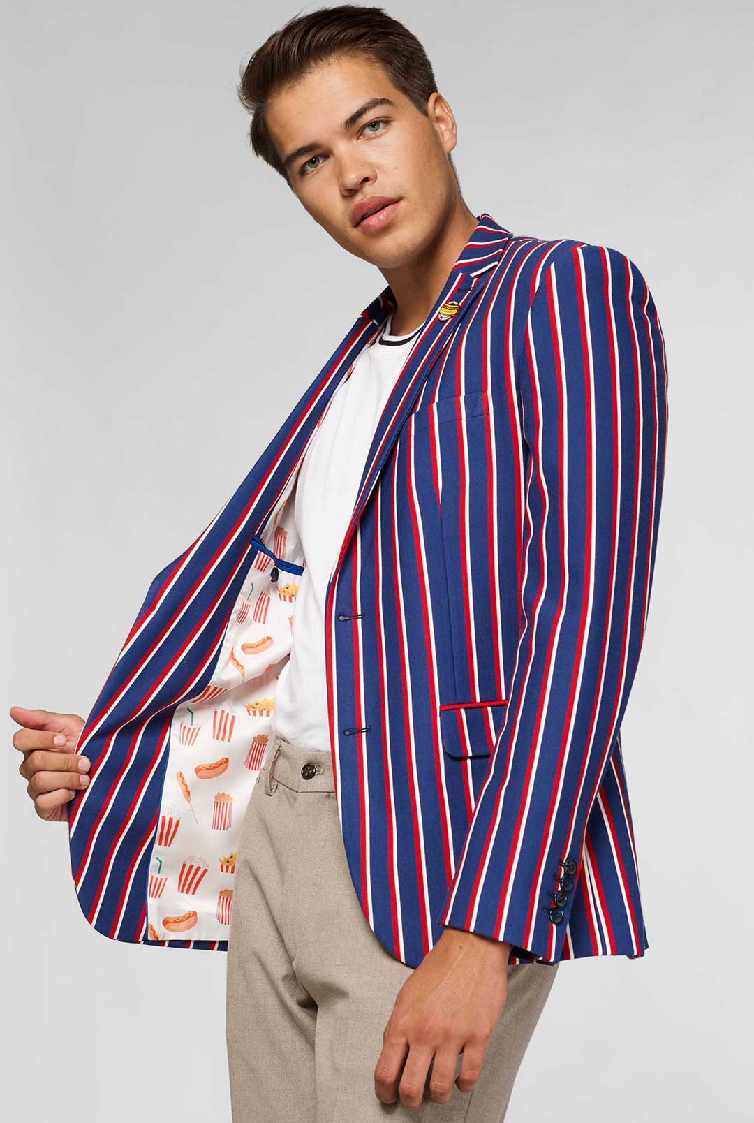 Cheer Stripes | Blue Men's Blazer | OppoSuits Deluxe US 38