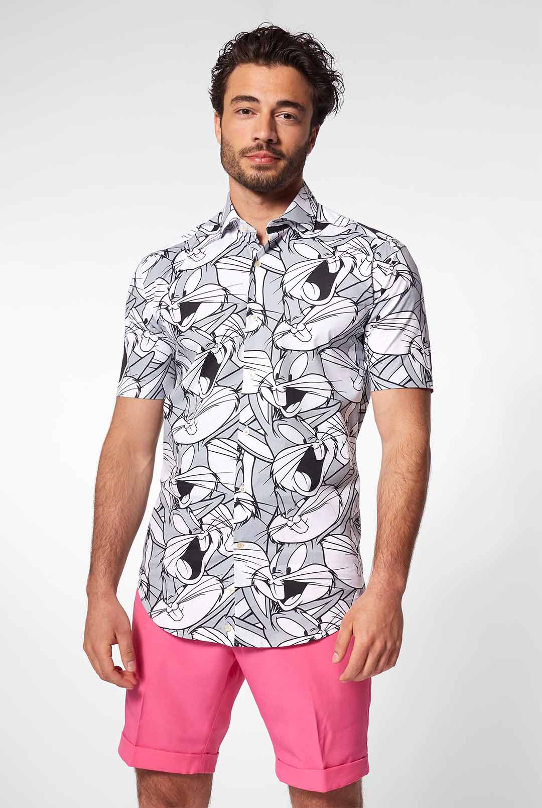 bugs bunny sequin shirt dress OppoSuits Men's Bugs Bunny Looney Tunes Licensed Summer Shirt, Grey, Medium, Cotton