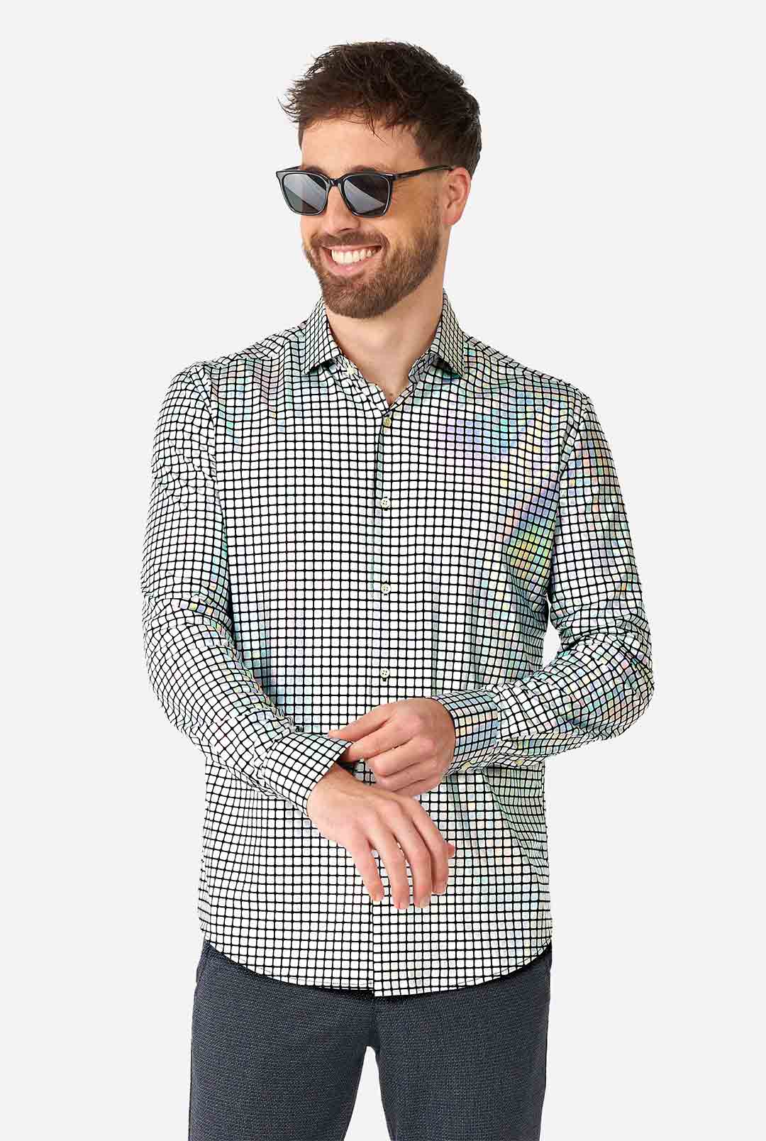 OppoSuits Men's Discoballer Long Sleeve Shirt, Medium OppoSuits Men's Discoballer Long Sleeve Shirt, Medium