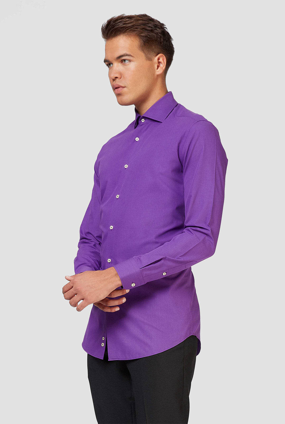 OppoSuits Mens Solid Shirt - Purple - Large OppoSuits Mens Solid Shirt - Purple - Large