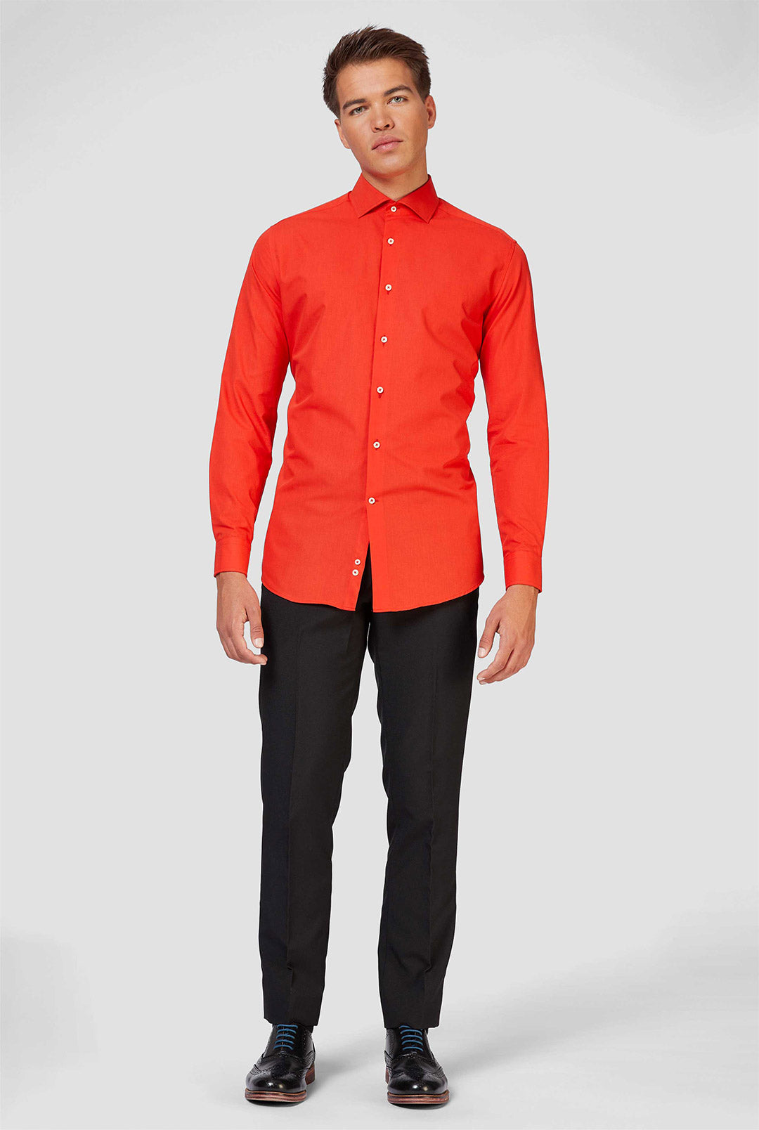 red shirt dress men OppoSuits - Devil Women's Ruched-side Knit Short-Sleeve Quality dress shirts Crazy Saturday18 Style:Calgary Pine