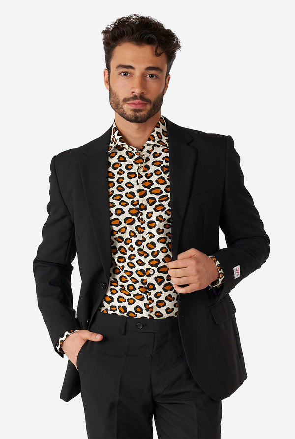 Man wearing dress shirt with Leopard-print 