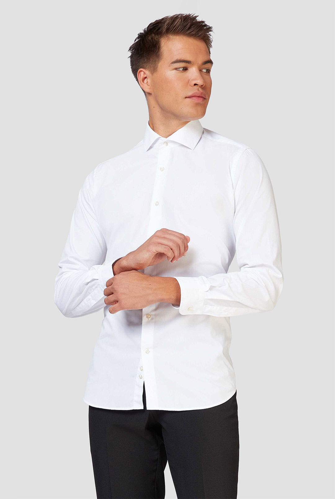 white long sleeve dress shirt men OppoSuits Men's White Knight SLIM FIT WRINKLE-RESISTANT PLAID Down Shirt from Goodfellow PUSH COLOR:Amethyst