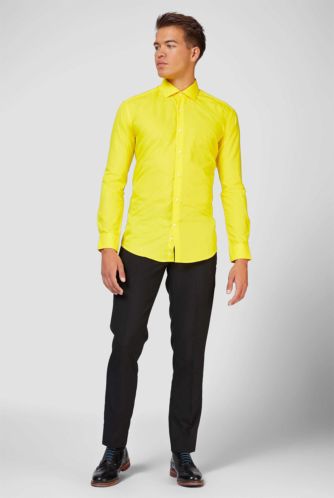 yellow and black dress shirt OppoSuits - Fellow Little Black Dress Photoshoot Wear it with dress Color:Marine Swatch:#261c1d