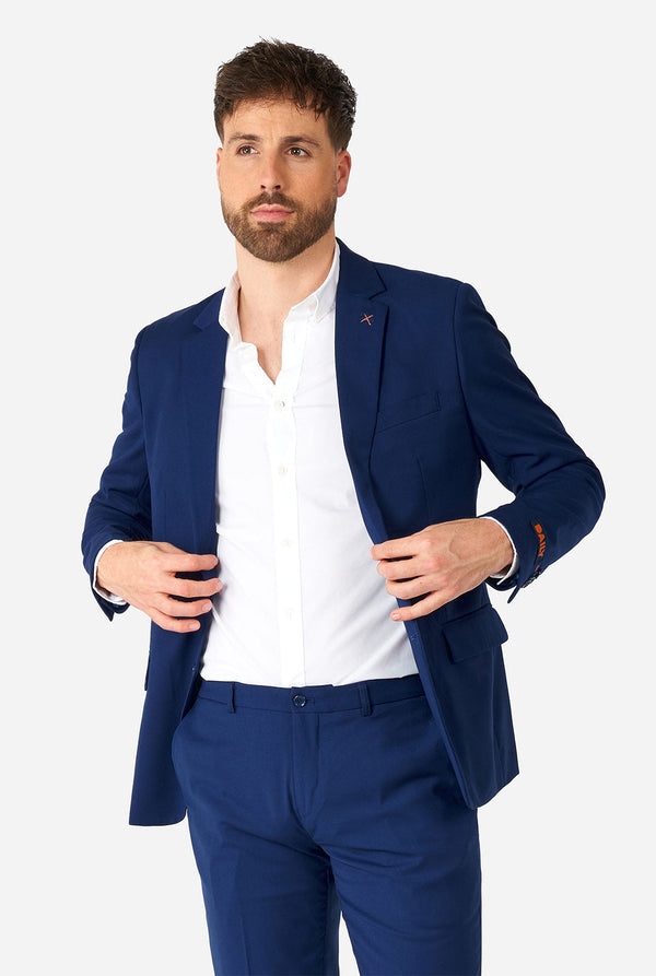 Man wearing casual blue business suit