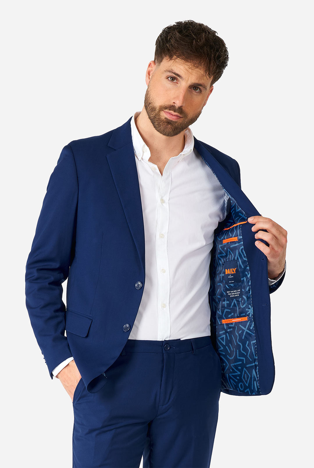 Man wearing casual blue business suit