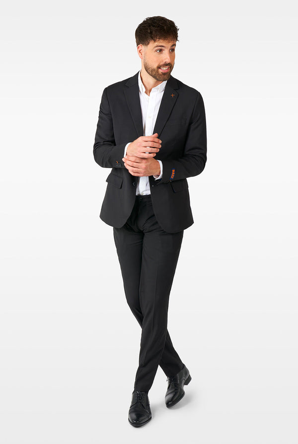 OppoSuits Men's Daily Deep Black 2 Piece Suit, 36