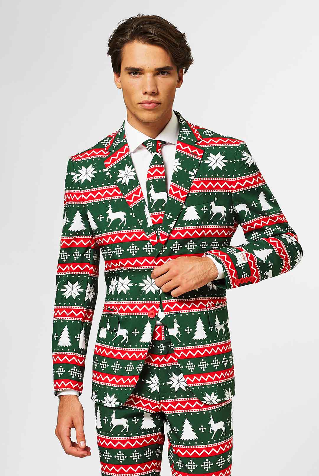 OppoSuits Men's Festive Green Christmas Suit, Size: US 48