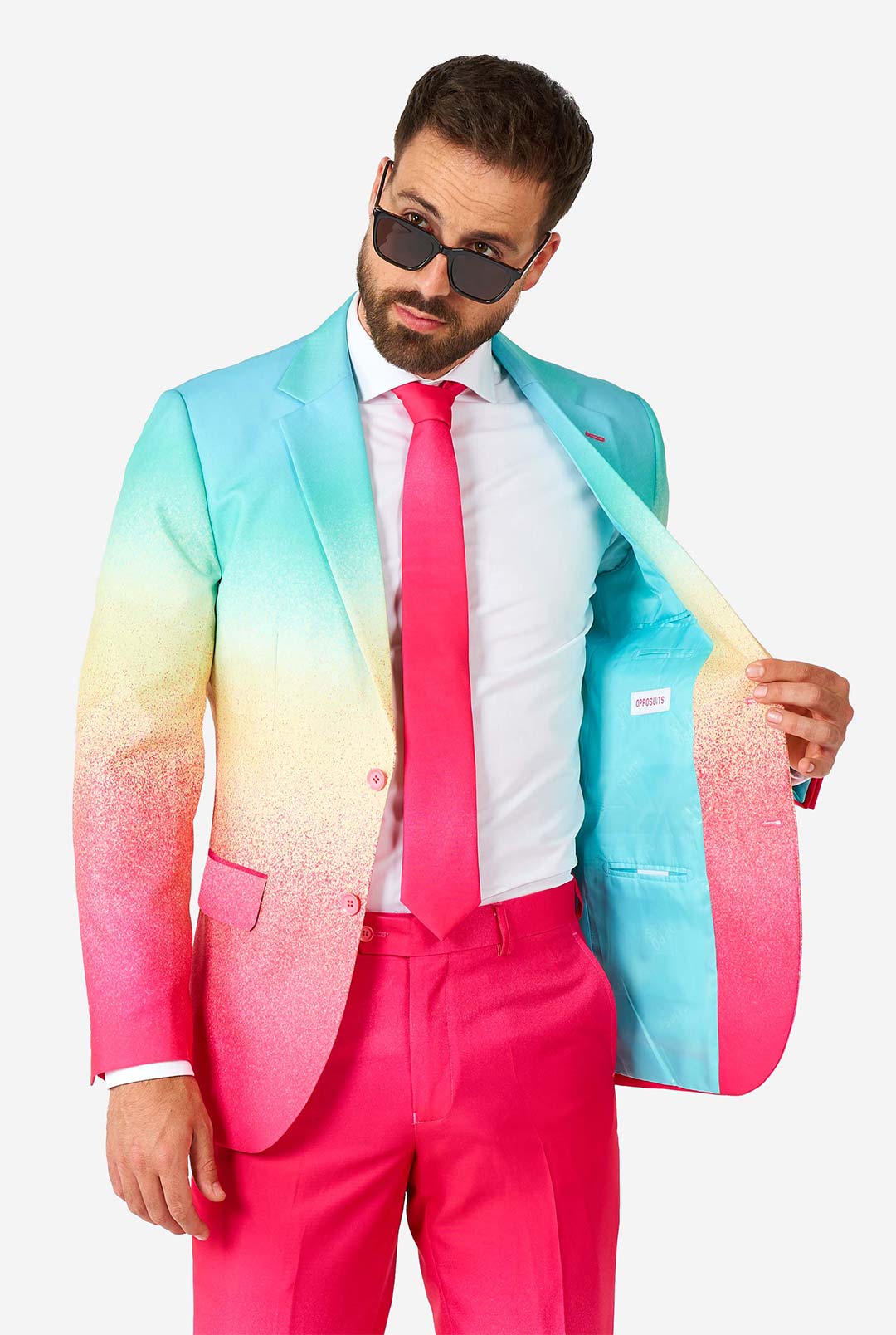 what is funky formal dress code OppoSuits Men's Fade 2 Piece Suit + Tie, Pink, 52 Portia & Scarlett short illusion sequin hoco dress with straps