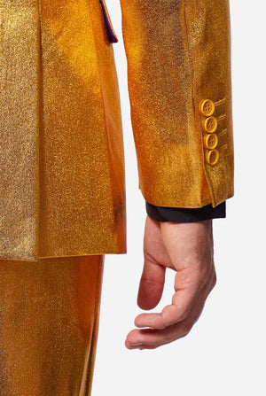 Gold men's party suit worn by man