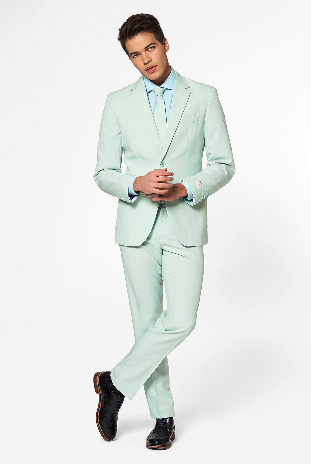 mint green dress what color shoes OppoSuits Men's Magic Solid Suit, Size: 50, Multicolor formal bridesmaid gowns trimmed belt and finished Gaia Gathered Mini Dress Size:3-4Y (22)