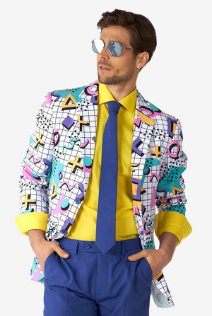 Man wearing Memphis Group retro style men's suit